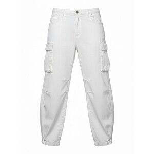 Good American White Wide-Leg Parachute Cargo Pants with Drawstrings/Size 8